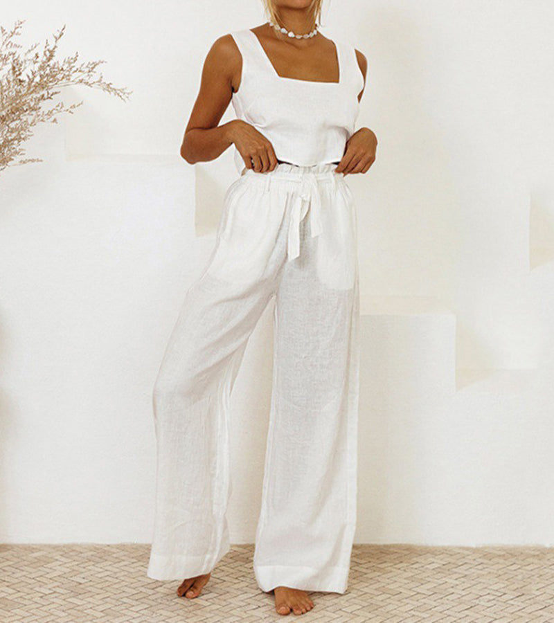 Milena - Completo due pezzi con top minimal e pantaloni a gamba larga