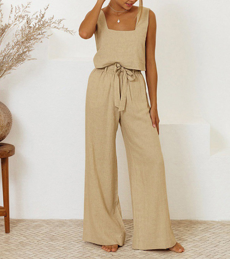 Milena - Completo due pezzi con top minimal e pantaloni a gamba larga