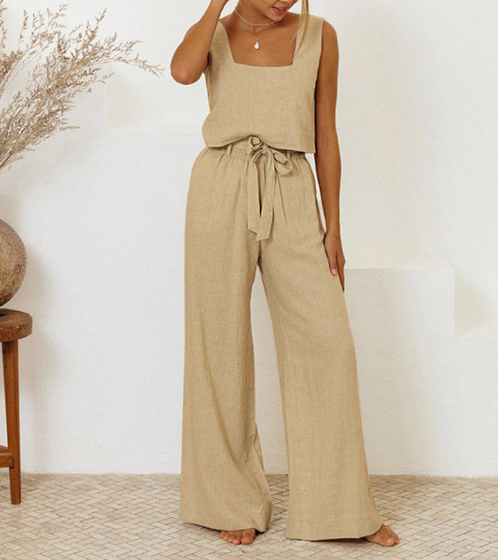 Milena - Completo due pezzi con top minimal e pantaloni a gamba larga