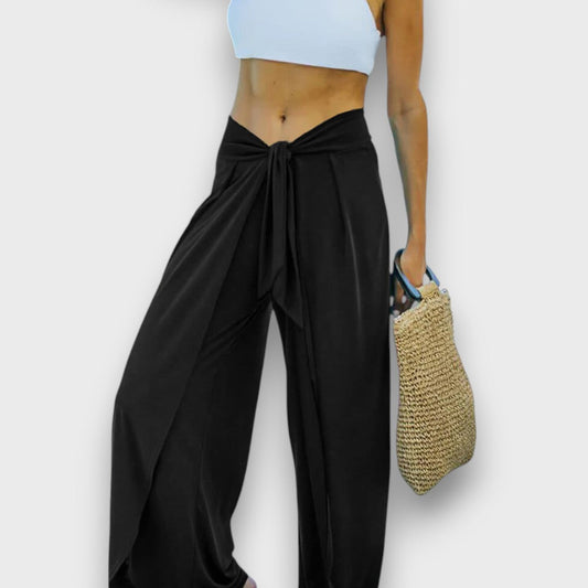 Narella – Pantaloni estivi con effetto incrociato e cintura da annodare