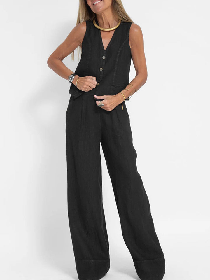 Aira - Completo due pezzi con gilet e pantaloni a gamba larga