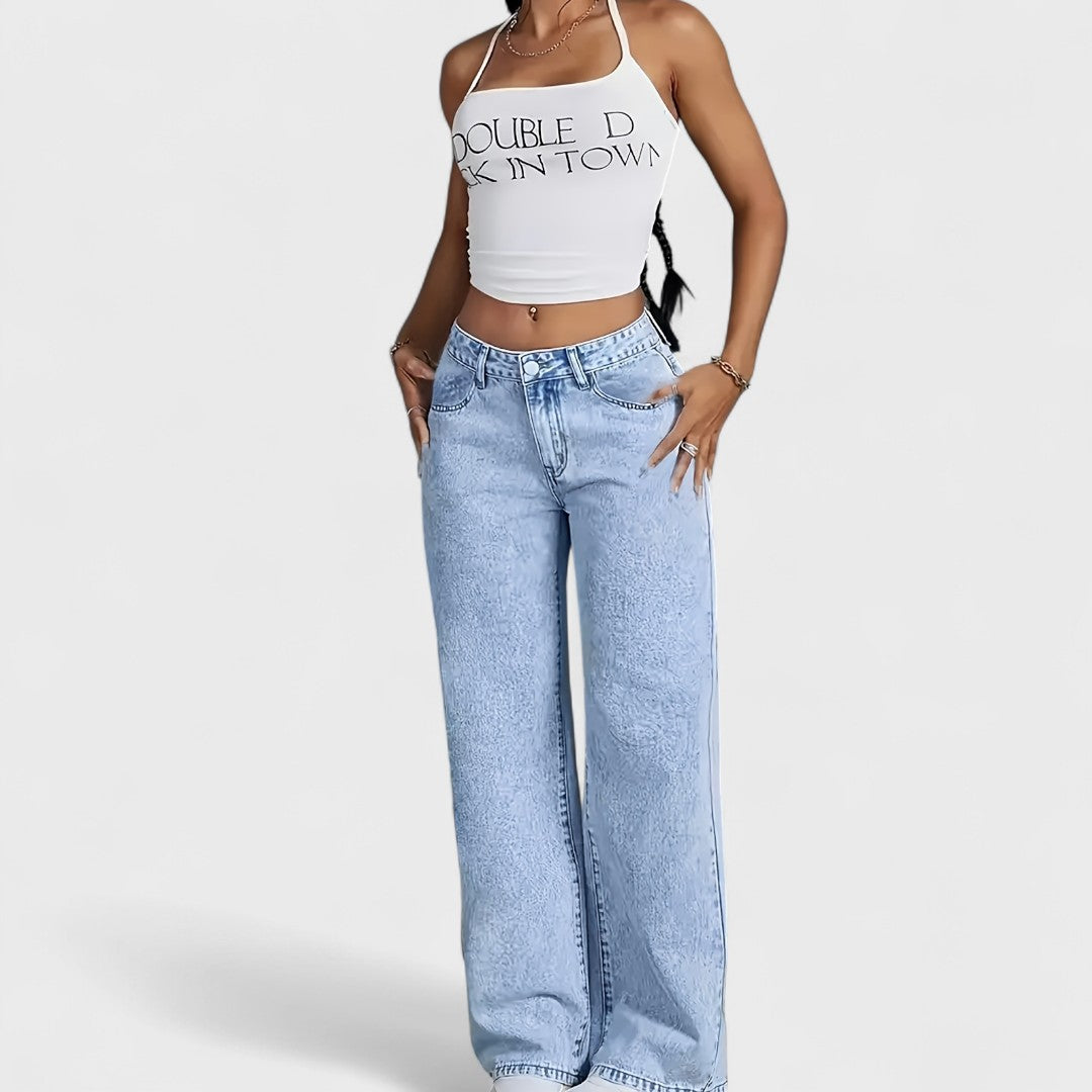 Mara - Jeans dritti larghi a gamba larga da donna