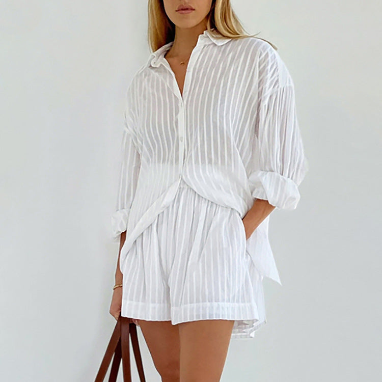 Yselia - Completo due pezzi fluido con camicia e pantaloni corti