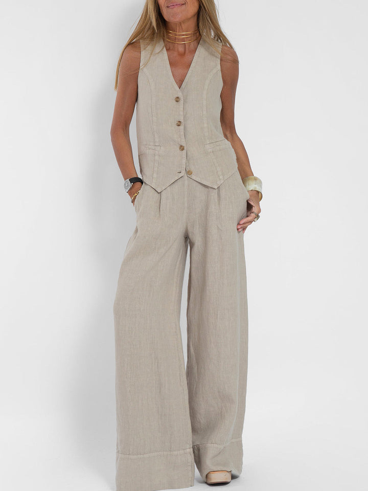Aira - Completo due pezzi con gilet e pantaloni a gamba larga