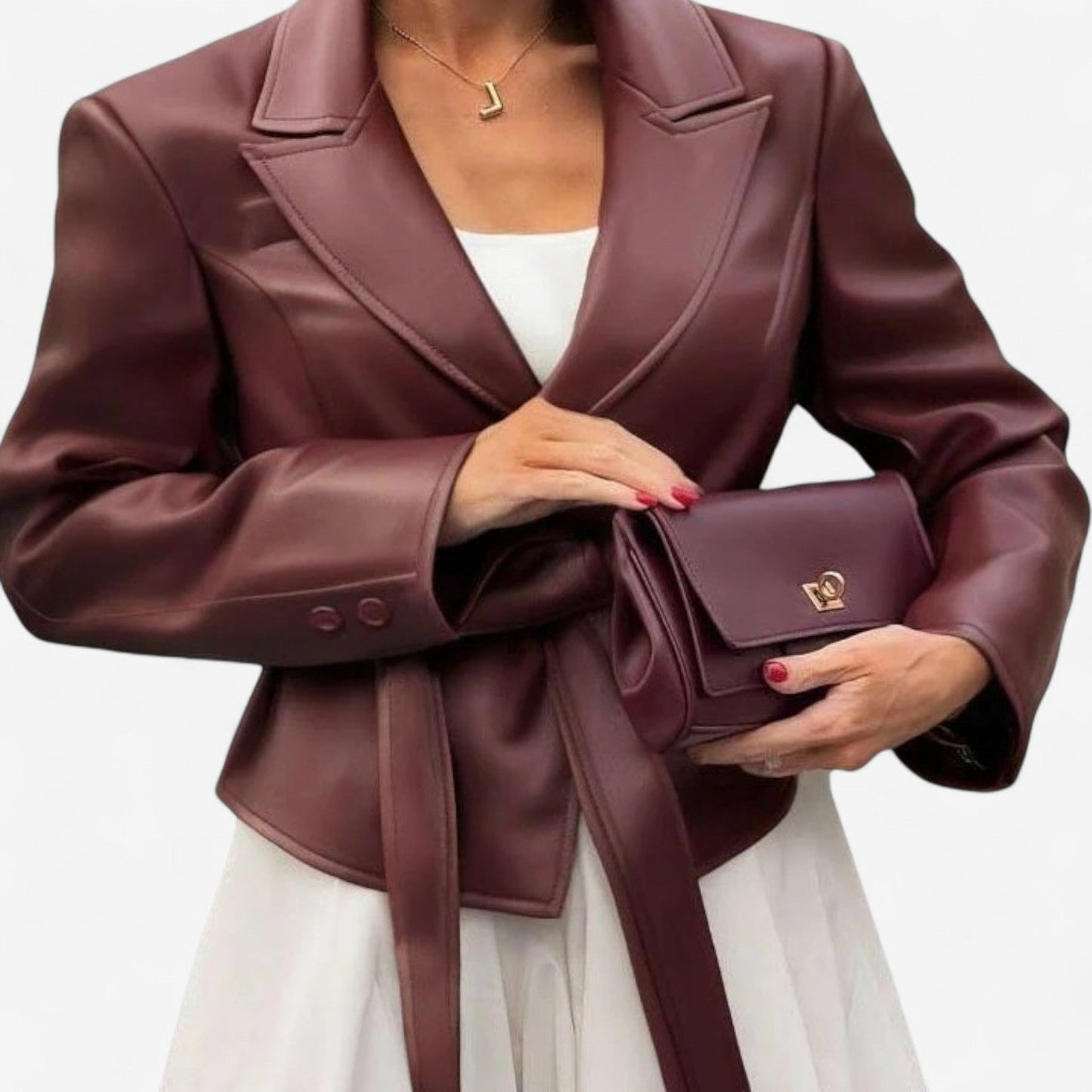 Fabienne™ Giacca in pelle con cintura