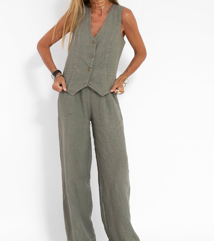 Aira - Completo due pezzi con gilet e pantaloni a gamba larga