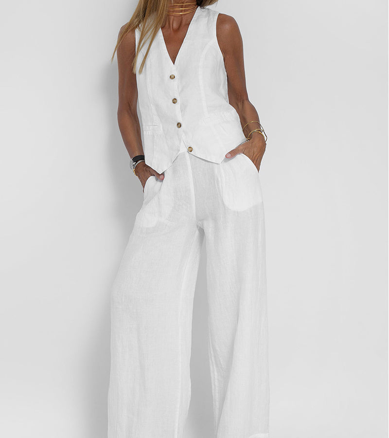 Aira - Completo due pezzi con gilet e pantaloni a gamba larga