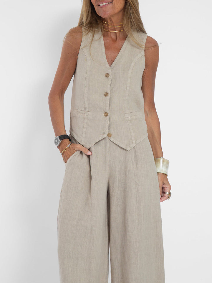 Aira - Completo due pezzi con gilet e pantaloni a gamba larga