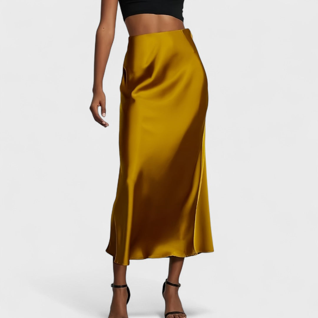 Sasha - Gonna Midi in Raso a Vita Alta da Donna