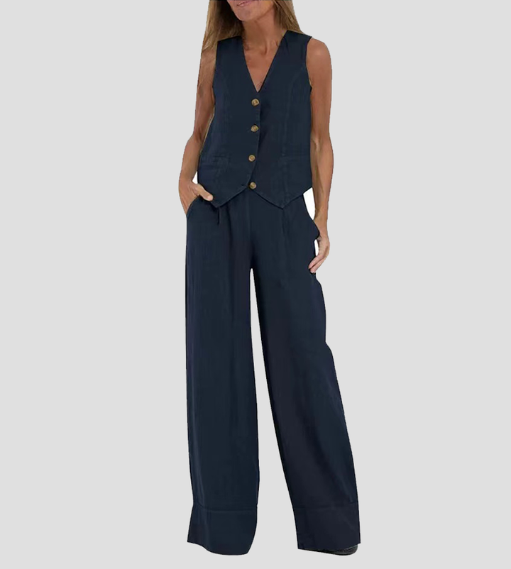 Aira - Completo due pezzi con gilet e pantaloni a gamba larga