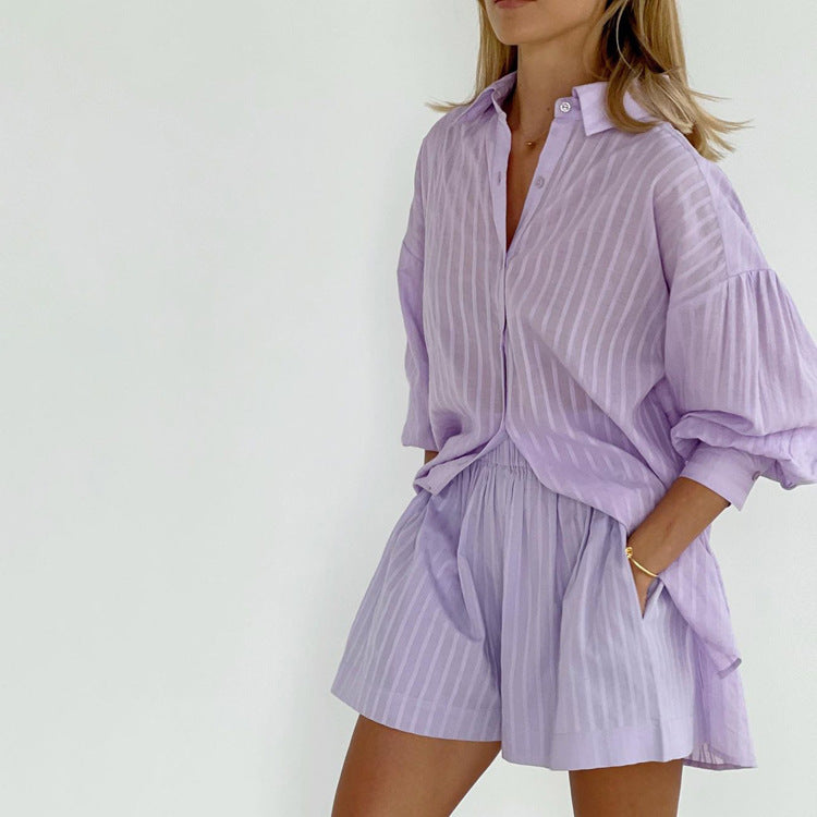 Yselia - Completo due pezzi fluido con camicia e pantaloni corti