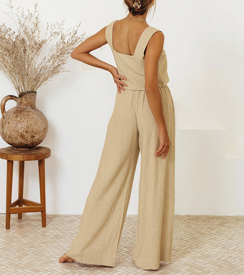 Milena - Completo due pezzi con top minimal e pantaloni a gamba larga
