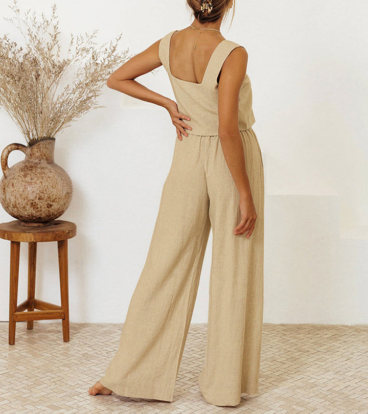 Milena - Completo due pezzi con top minimal e pantaloni a gamba larga