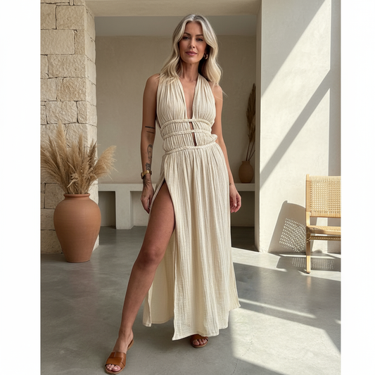 Zoe – Abito boho con spacco