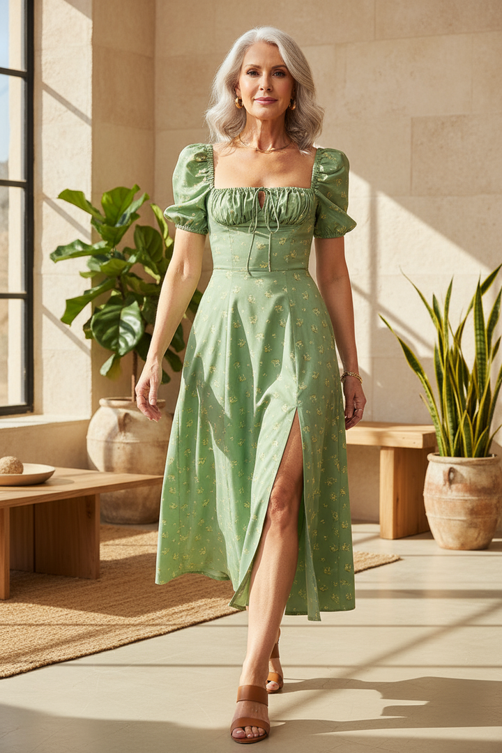 Arianna – Abito boho con maniche a sbuffo