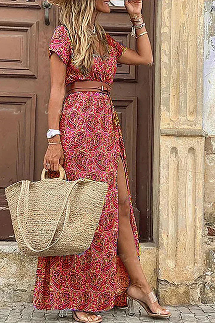 Bruna – Abito boho maxi con cintura